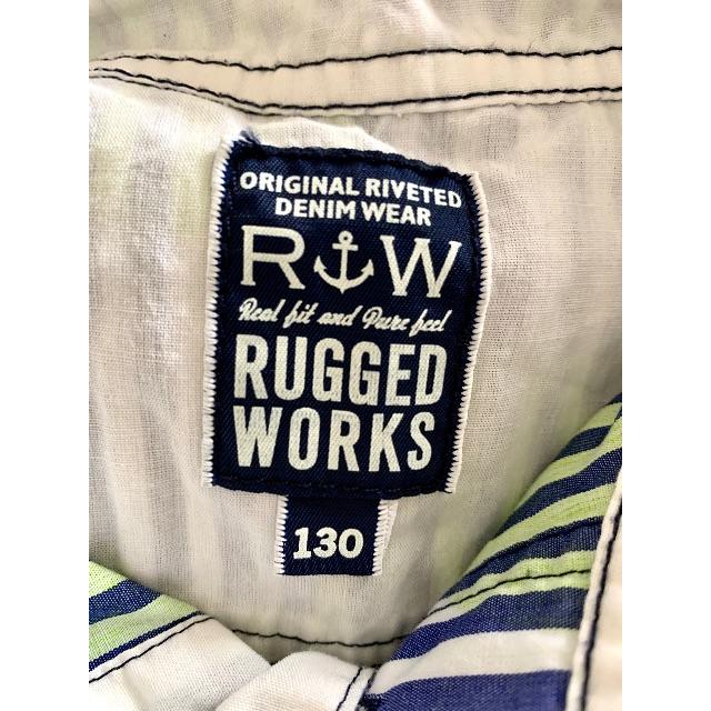 RUGGEDWORKS(ラゲッドワークス)の限定特価！【RUGGED WORKS】130cm ストライプ半袖シャツ キッズ/ベビー/マタニティのキッズ服男の子用(90cm~)(Tシャツ/カットソー)の商品写真