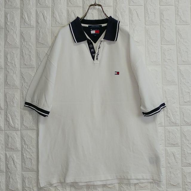 TOMMY HILFIGER(トミーヒルフィガー)のトミーヒルフィガー 90s ポロシャツ Tシャツ 刺繍ロゴ ビッグシルエット メンズのトップス(ポロシャツ)の商品写真