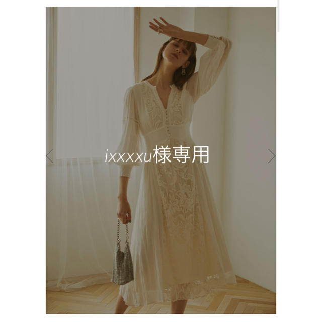 Ameri VINTAGE(アメリヴィンテージ)のMEDI EMBROIDERY TULLE LACE DRESS レディースのワンピース(ロングワンピース/マキシワンピース)の商品写真