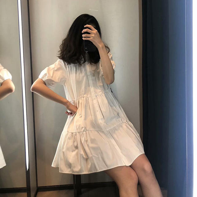 ZARA(ザラ)のフレアワンピース  フロントボタン ワンピース シャツワンピース ZARA GU レディースのワンピース(ミニワンピース)の商品写真