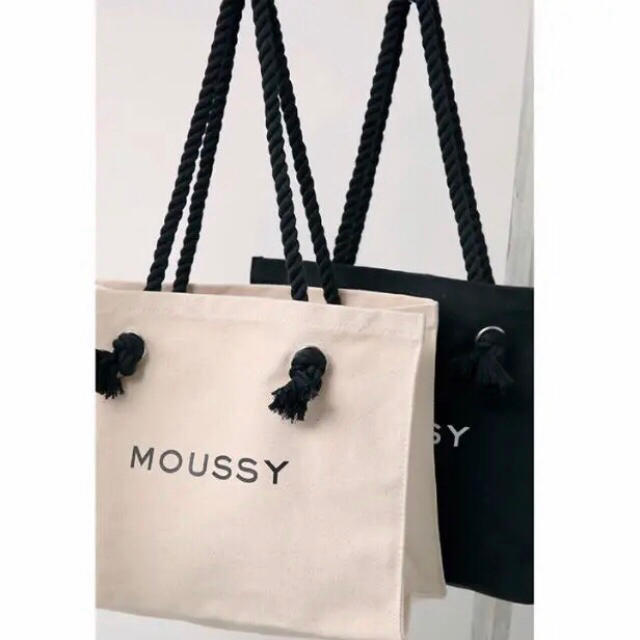 moussy(マウジー)のブラック♡MOUSSYキャンバストートバッグ♡ショッパー型トートバック♡新品 レディースのバッグ(トートバッグ)の商品写真