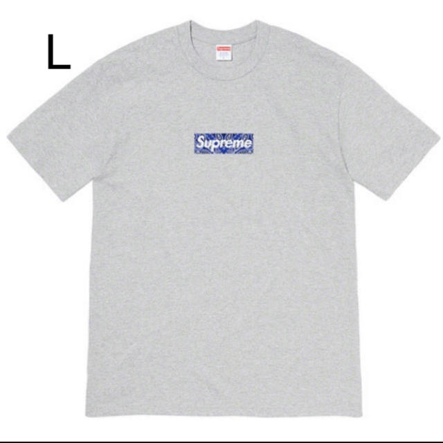 L supreme bandana box logo tee grey グレーTシャツ/カットソー(半袖/袖なし)