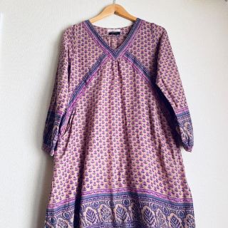 ショコラフィネローブ(chocol raffine robe)のVネック ワンピース 綿100% インド綿(ひざ丈ワンピース)