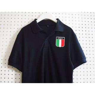 M～5XLサイズ新品イタリア胸ワッペン半袖ポロシャツ黒ゴルフドライバー(ポロシャツ)