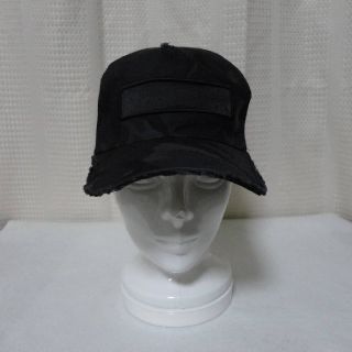 ダブルジェーケー(wjk)の美シルエット美品★ＷＪＫ メッシュ キャップ黒灰迷彩★AKM帽子レザー革カモフラ(キャップ)