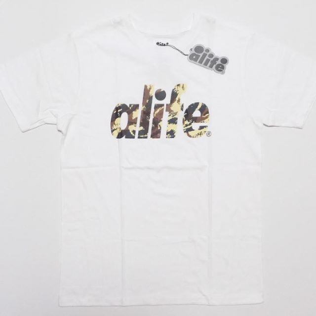 《ALIFE》エーライフ ロゴプリントTシャツ ホワイト×迷彩 M (94)トップス