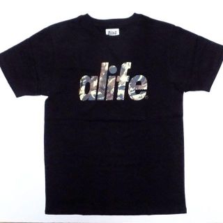 エーライフ(ALIFE)の《ALIFE》エーライフ ロゴプリントTシャツ ブラック×迷彩 M (95)(Tシャツ/カットソー(半袖/袖なし))