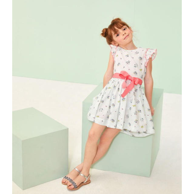 PETIT BATEAU(プチバトー)の新品未使用  プチバトー  プリント  半袖  ワンピース  5ans キッズ/ベビー/マタニティのキッズ服女の子用(90cm~)(ワンピース)の商品写真