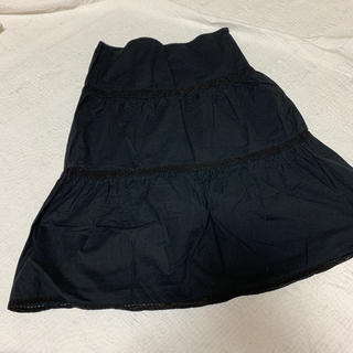 クーカイ(KOOKAI)の黒　綿スカート(ひざ丈スカート)