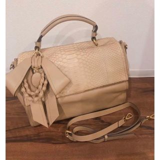 ニナリッチ(NINA RICCI)の超美品☆NINA RICH レザーバッグ　キャメル　パイソン(ハンドバッグ)