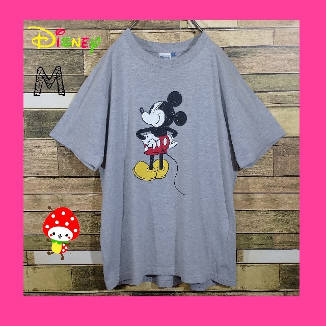 Disney(ディズニー)の【 夏服 夏物 】ディズニー ミッキー Tシャツ M グレー ダメージ加工 メンズのトップス(Tシャツ/カットソー(半袖/袖なし))の商品写真