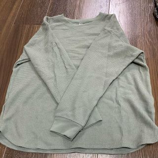 ユニクロ(UNIQLO)のユニクロ　ワッフルティー　ミントグリーンXL(カットソー(長袖/七分))