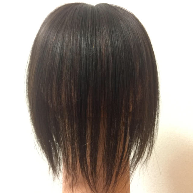 高級人毛100%】前髪付き引き抜き総手植え薄毛白髪隠しヘアピース暗め