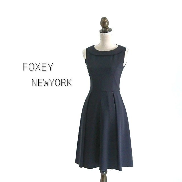 FOXEY NEWYORK フォクシー ワンピース バックプリーツ ブラック - ひざ