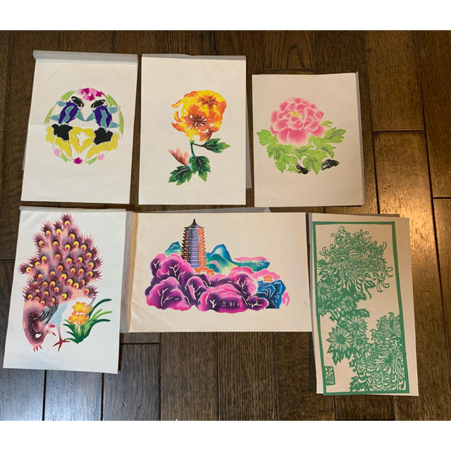 中国　剪紙　切り絵　6枚