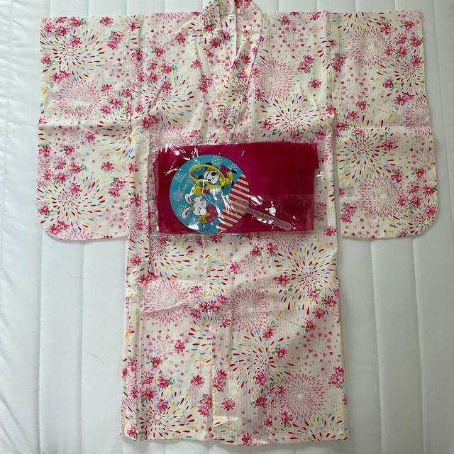 浴衣　セット　へこ帯付き キッズ/ベビー/マタニティのキッズ服女の子用(90cm~)(甚平/浴衣)の商品写真