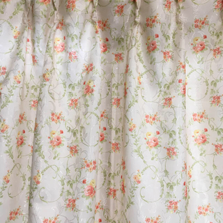 花柄ドレープカーテン 100×178 2枚（クラシック調オレンジ）(カーテン)
