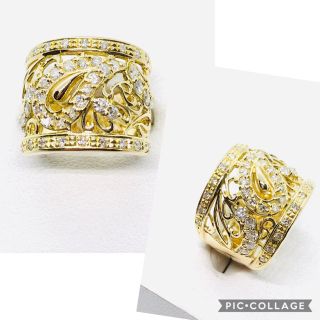 美品 K18 幅広 ダイヤモンド リング D:1.06ct(リング(指輪))