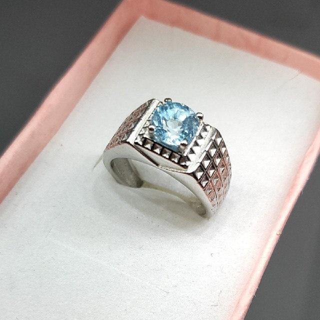 天然石 ブルー トパーズ リング 指輪 S925刻印 メンズのアクセサリー(リング(指輪))の商品写真