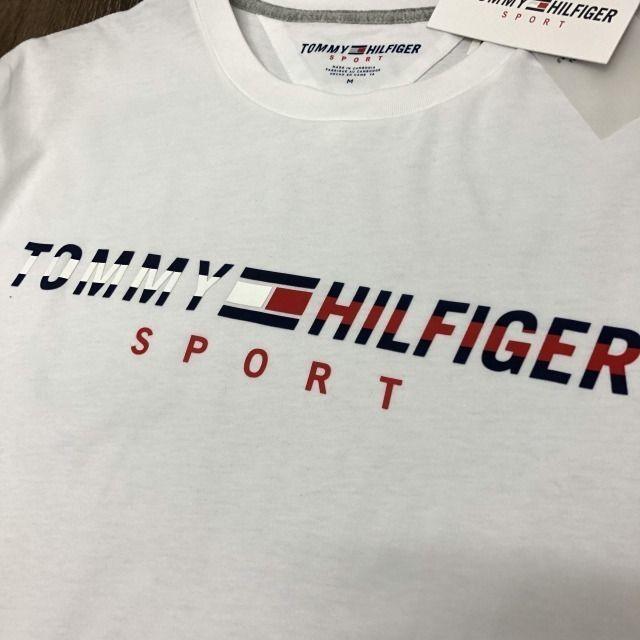 TOMMY HILFIGER(トミーヒルフィガー)のトミーヒルフィガースポーツ Tシャツ フラッグロゴ刺繍(M)白 181214 メンズのトップス(Tシャツ/カットソー(半袖/袖なし))の商品写真