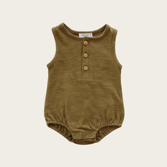Caramel baby&child (キャラメルベビー&チャイルド)のSlub Cotton Riley Romper - Ivy  キッズ/ベビー/マタニティのベビー服(~85cm)(ロンパース)の商品写真