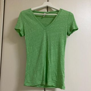 エイチアンドエム(H&M)のTシャツ　半袖　トップス　Vネック　レディース　グリーン　H&M(Tシャツ(半袖/袖なし))