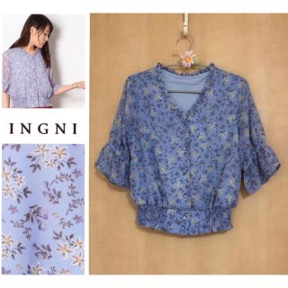 イング(INGNI)の最終値下げ！INGNI 花柄シフォンフリルVネックブラウス(シャツ/ブラウス(長袖/七分))