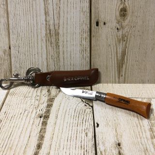 オピネル(OPINEL)のオピネル ステンレス フォールディングナイフ No.4 茶革ケース付(その他)