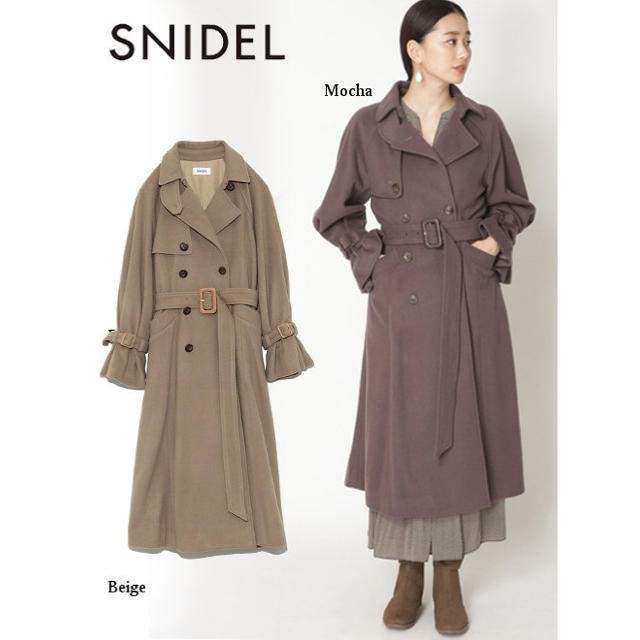 SNIDEL(スナイデル)の2019♡snidel♡ジロンウールトレンチコート♡モカ レディースのジャケット/アウター(ロングコート)の商品写真