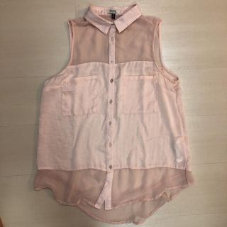 ベルシュカ(Bershka)のベルシュカ　Bershka シャツブラウス　ピンク　シースルー(シャツ/ブラウス(半袖/袖なし))