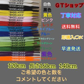 靴紐　平紐　140cm ライトグリーン&オレンジ　一足分　左右異色(スニーカー)