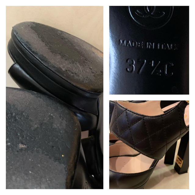 CHANEL(シャネル)のCHANEL サンダル マトラッセ 黒 37 靴  シャネル ココマーク ヒール レディースの靴/シューズ(サンダル)の商品写真