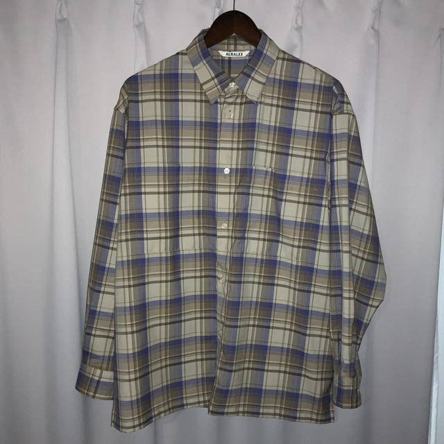 AURALEE SUPER LIGHT WOOL CHECK SHIRTS