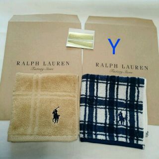 ラルフローレン(Ralph Lauren)の紙袋付Yラルフローレンハンカチタオル2枚(ハンカチ/ポケットチーフ)