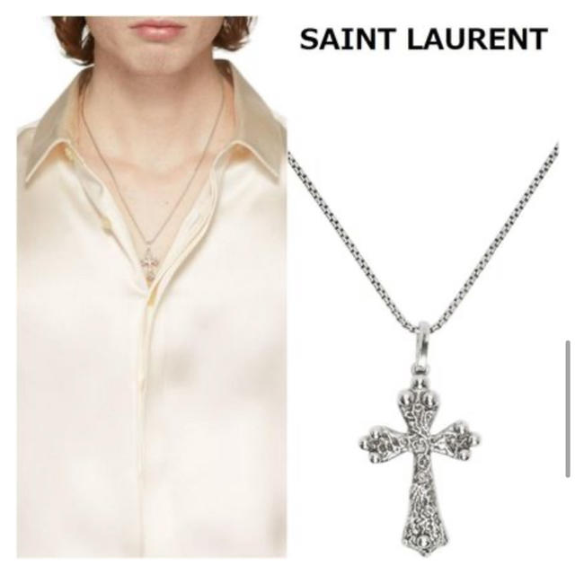 Saint Laurent(サンローラン)のSAINT LAURENT シルバークロス　ネックレス メンズのアクセサリー(ネックレス)の商品写真