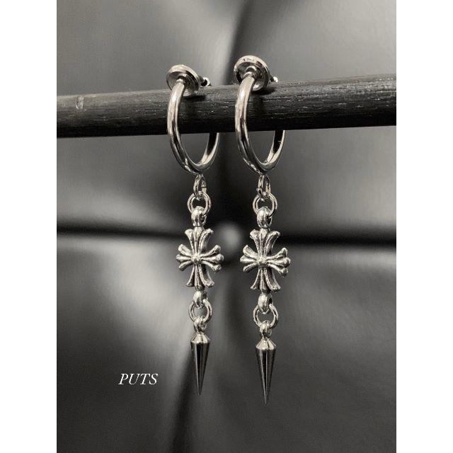 Chrome Hearts - 【フープイヤリング+タイニークロス シルバー Chrome Hearts - 【フープイヤリング+タイニークロス シルバー