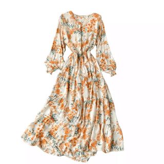 ザラ(ZARA)の♡ Orange small flower dress ♡(ロングワンピース/マキシワンピース)