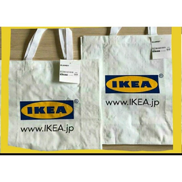 IKEA(イケア)のイケア♥️新品♥️IKEA KLAMBY クラムビー バッグ, ホワイト  2枚 レディースのバッグ(エコバッグ)の商品写真