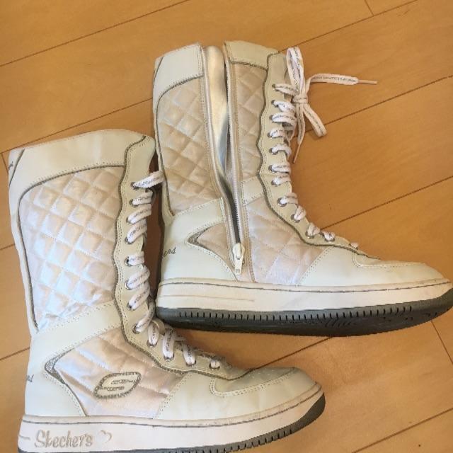 スケッチャーズ 白ロングブーツ