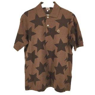 アベイシングエイプ(A BATHING APE)の【未使用品】エイプ A BATHING APE ポロシャツ 星柄 スター柄 茶(ポロシャツ)