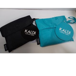 カルディ(KALDI)のカルディ エコバッグ 黒と水色(エコバッグ)