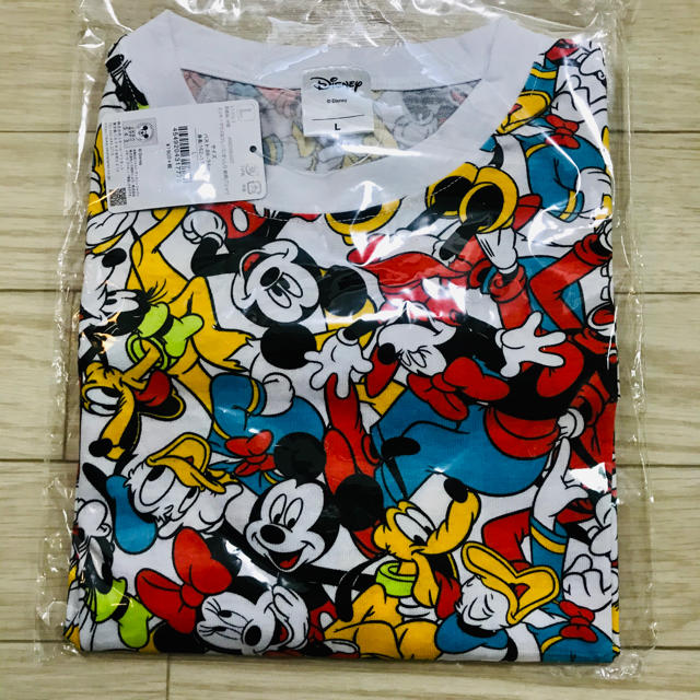 Disney(ディズニー)のミッキー&フレンズ キャラクター 総柄 ディズニー Tシャツ L レディースのトップス(Tシャツ(半袖/袖なし))の商品写真