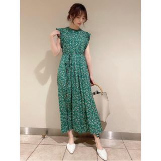 スナイデル(SNIDEL)の美品＊ランダムドットワンピース　Green(ロングワンピース/マキシワンピース)