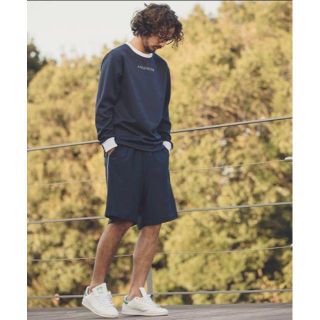 ビームス(BEAMS)のアンゲネーム 　新品 ハーフパンツ　ネイビー L(ショートパンツ)