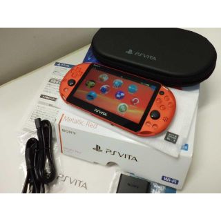 プレイステーションヴィータ(PlayStation Vita)のPSVITA PCH-2000 Metallic Redと8GBメモカ(携帯用ゲーム機本体)