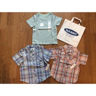 オールドネイビー(Old Navy)の新品未使用タグ付OLDNAVY半袖ボーダーシャツTシャツ3点セット2Tまとめ売り(Tシャツ/カットソー)