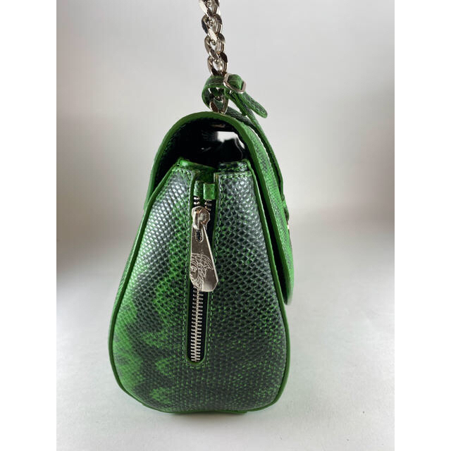 VERSACE(ヴェルサーチ)のヴェルサーチ コレクション　チェーンハンドバッグ  グリーン　ヘビ型押しレザー レディースのバッグ(ハンドバッグ)の商品写真