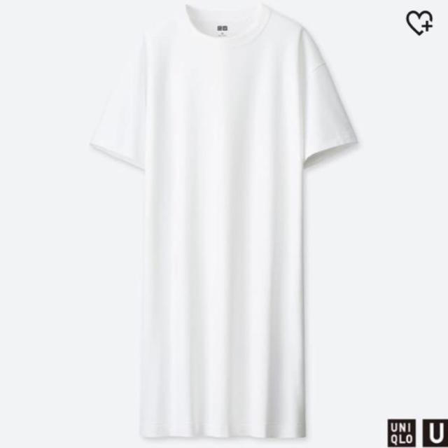 UNIQLO(ユニクロ)のUNIQLO クルーネックTワンピ　ホワイト　2XL レディースのワンピース(ひざ丈ワンピース)の商品写真