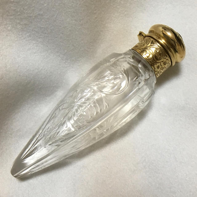 オールドバカラの香水瓶 14k アールヌーボー フランス 中世 ルビー 純金 ガラス