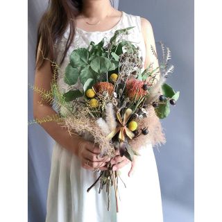 @141 botanical × orange  swag bouquet(ドライフラワー)